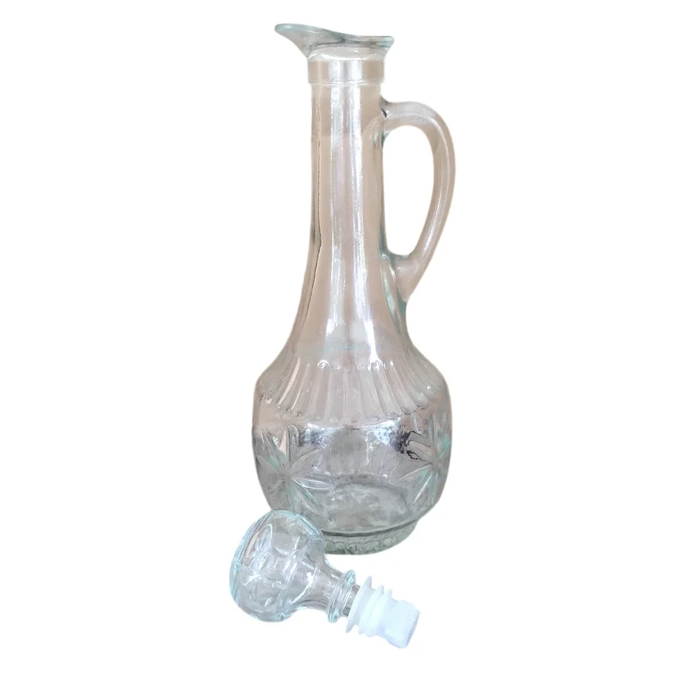 Vintage 🍸🍷🍾Clear Glass Decanter Stopper Whiskey Wine Carafe Starburst 12